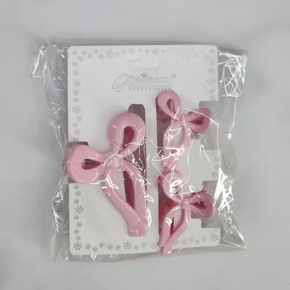 3 pc Ribbon Shaped Claw Clip Set, Hair clips, Pink Set by Princess Accessories